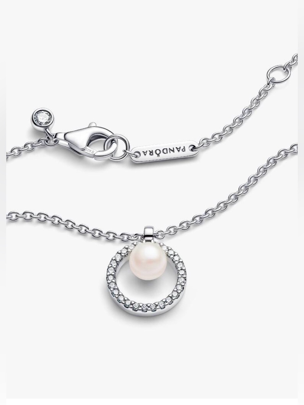 Pandora Treated Freshwater Cultured Pearl & Pavé Collier Necklace NEW